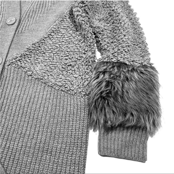 Simply Vera Wang Mixed Media Longline Chunky Cardigan Sweater S / M Gray - Picture 3 of 8